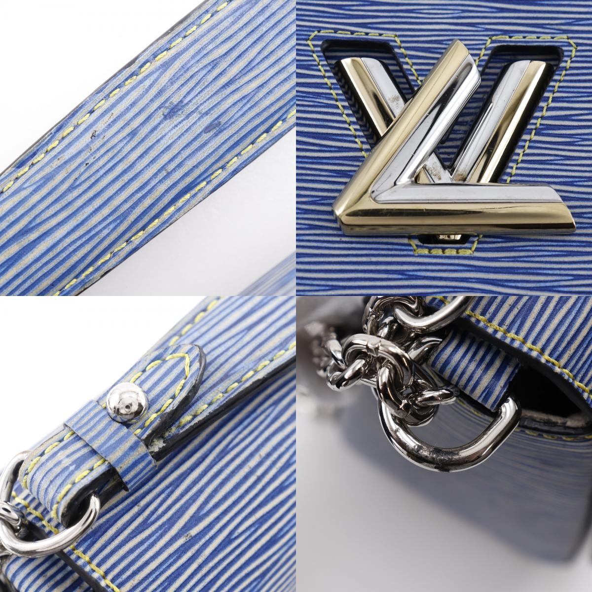 Louis Vuitton Twist Handbag Epi Leather Blue Leather Shoulder Bag