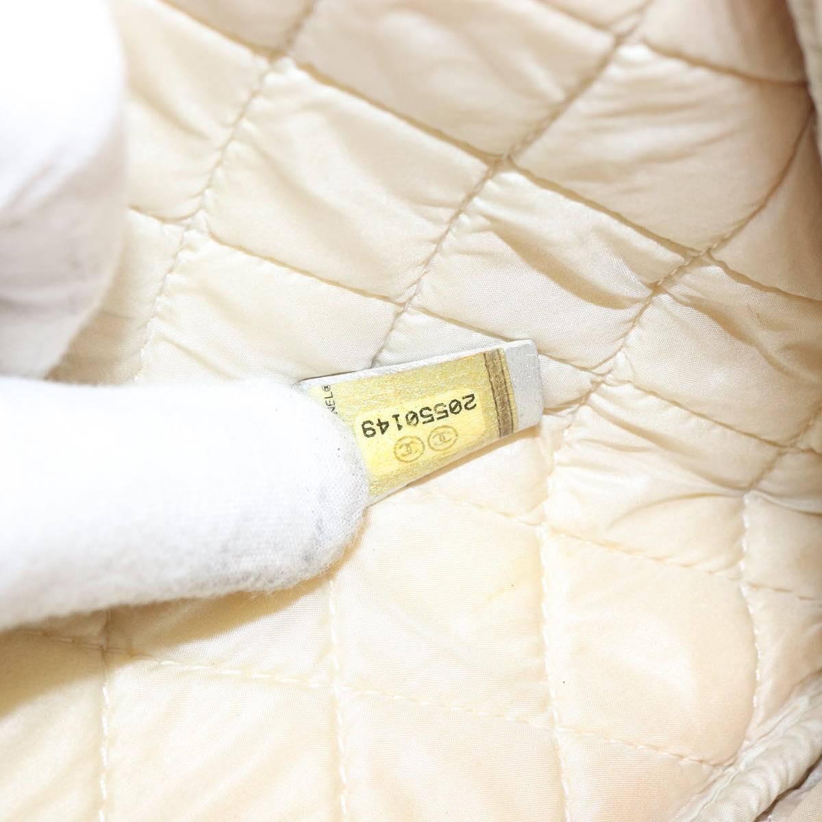 Chanel O Case Clutch Quilted Perforated Lambskin Silver Leather Clutche & Pouche Bag