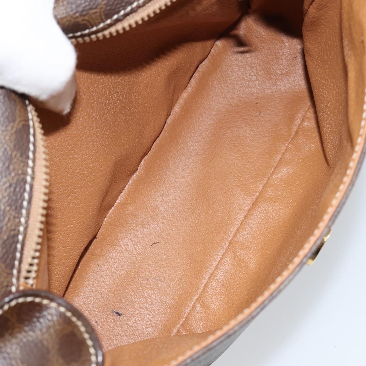 Celine Vintage Macadam Circle Logo Shoulder Bag Canvas And Leather Brown Canvas Shoulder Bag Bag
