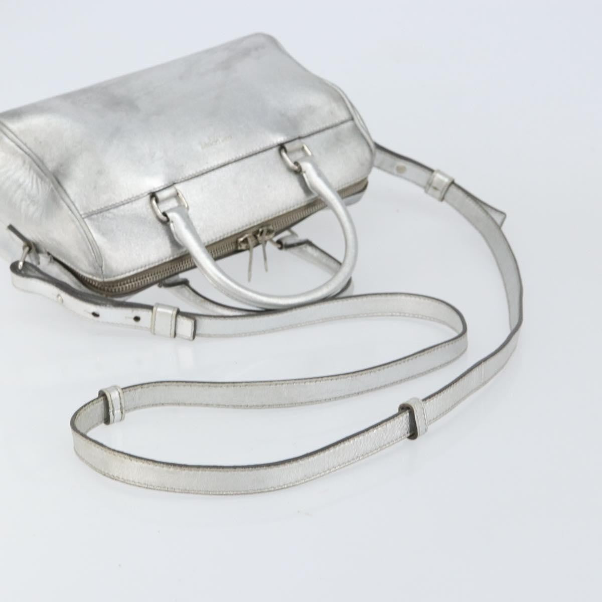 Saint Laurent Classic Duffle Bag Leather Silver Leather Handbag (Pre-Owned)