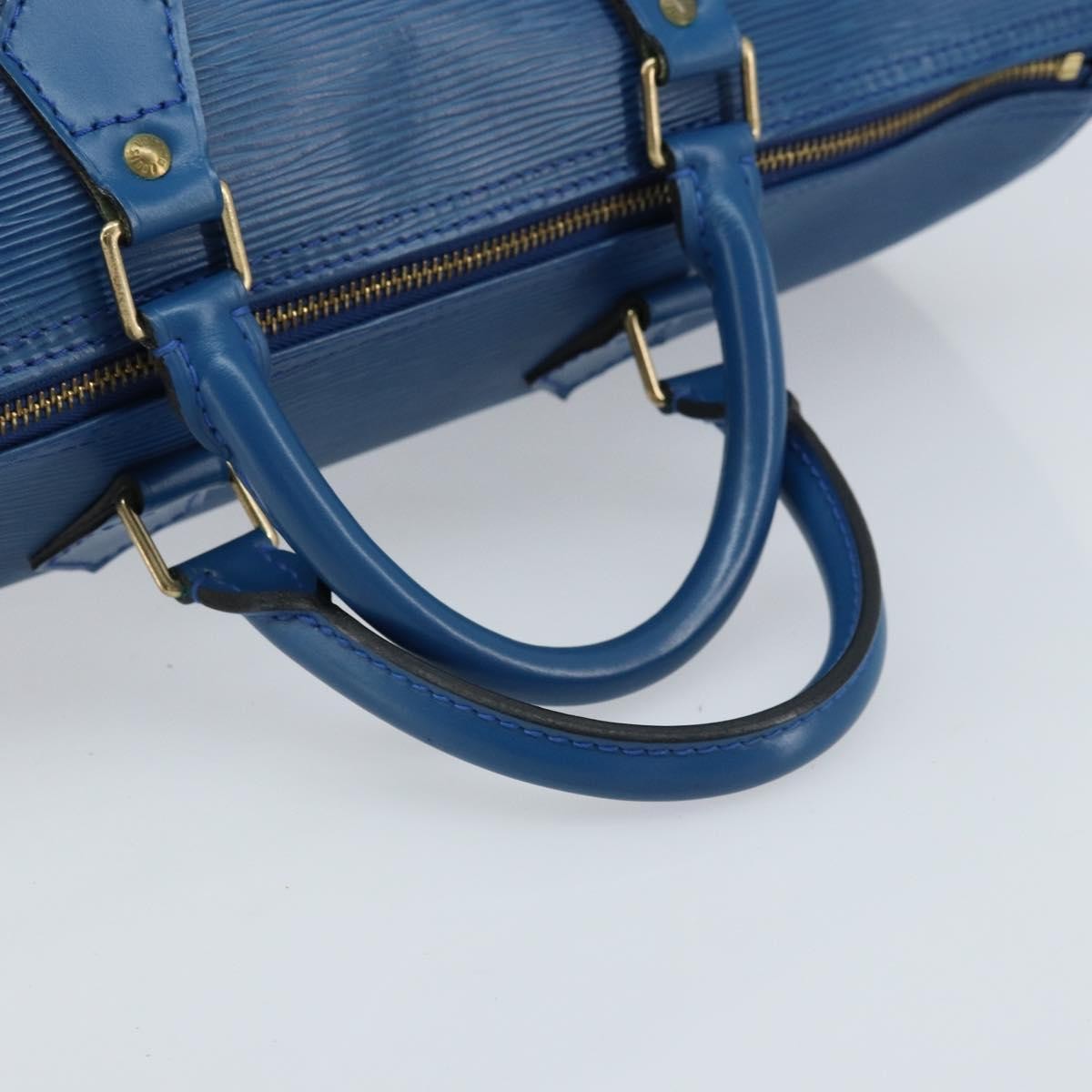 Louis Vuitton Speedy Handbag Epi Leather Blue Leather Handbag