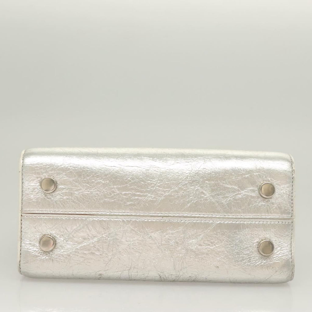 Christian Dior Diorever Bag Leather Silver Leather Bag (Pre-Owned)