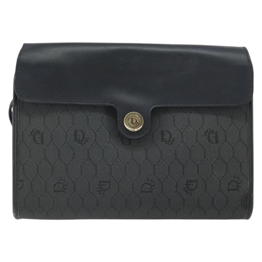 Christian Dior Vintage Honeycomb Flap Crossbody Bag Coated Canvas Black Pvc Shoulder Bag Bag (Pre-Owned)
