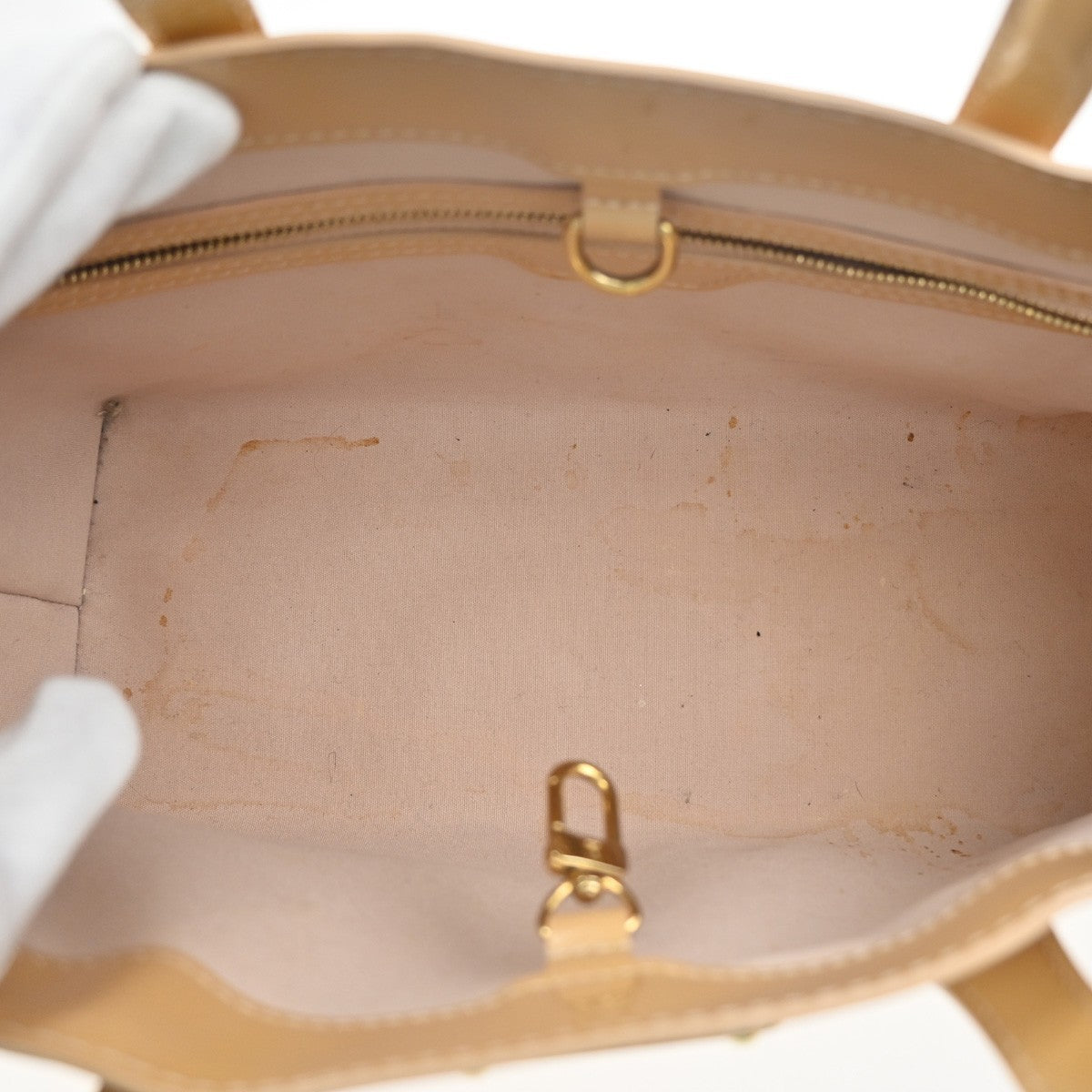 Louis Vuitton Wilshire Handbag Monogram Vernis Beige Patent_Leather Handbag