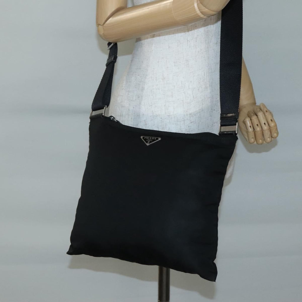 Prada Flat Messenger Bag Tessuto Black Nylon Shoulder Bag Bag