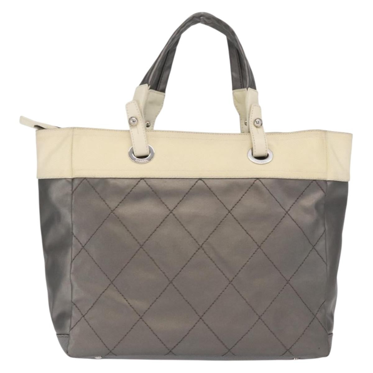 Chanel Biarritz Tote Nylon Silver Nylon Tote Bag Bag