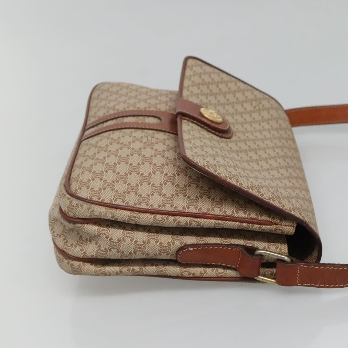 Celine Vintage Macadam Shoulder Bag Canvas And Leather Beige Canvas Shoulder Bag Bag