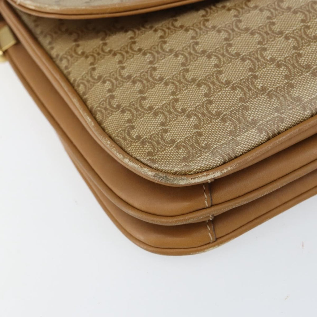 Celine Macadam Shoulder Bag Canvas Beige Canvas Shoulder Bag Bag