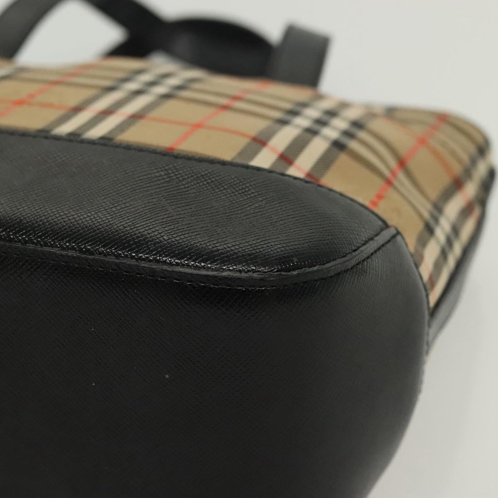 Burberry Nova Handbag Check Pattern Beige Canvas Bag