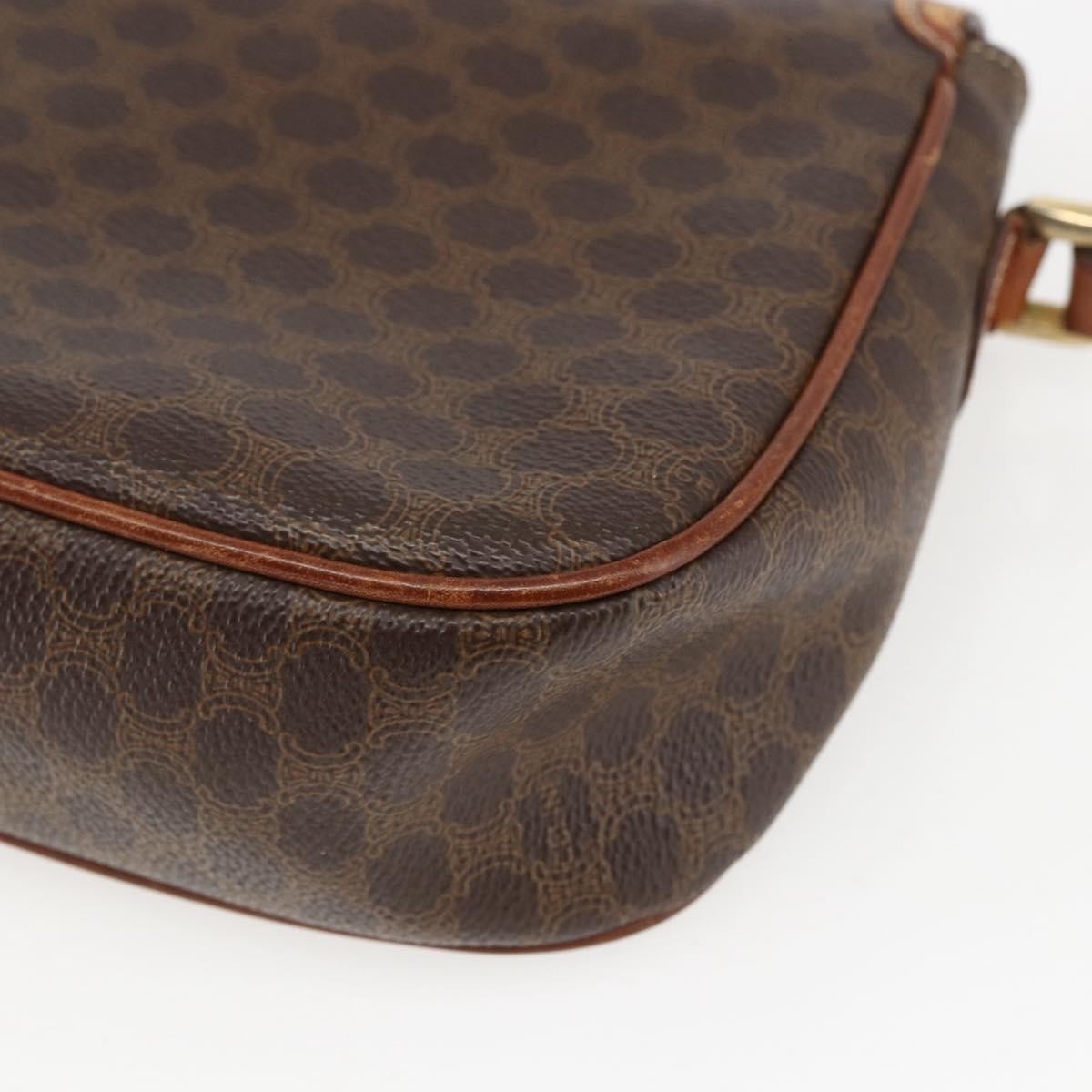 Celine Vintage Macadam Shoulder Bag Canvas And Leather Brown Canvas Shoulder Bag Bag