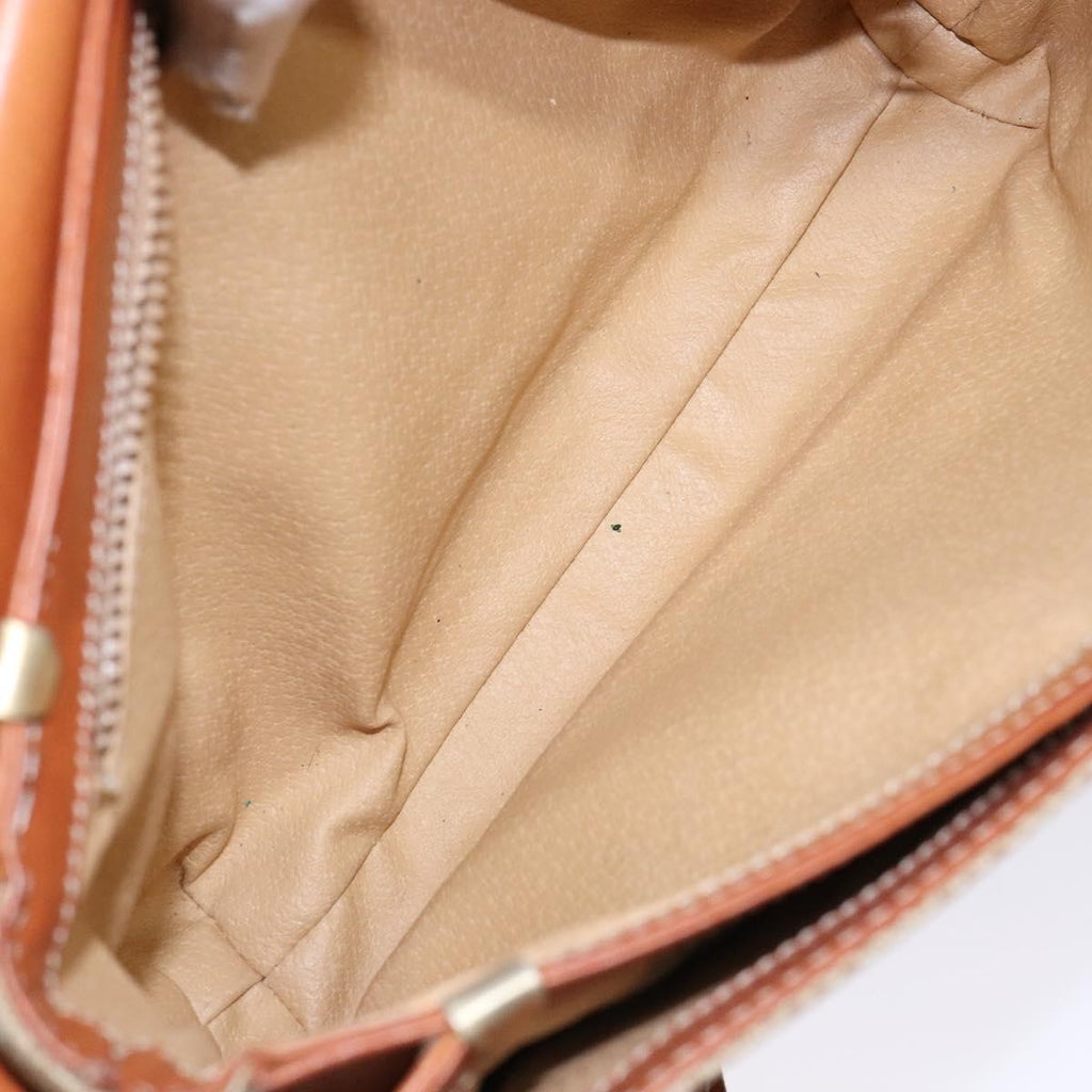 Celine Vintage Macadam Shoulder Bag Canvas And Leather Beige Canvas Bag