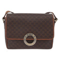 Celine Vintage Macadam Circle Logo Shoulder Bag Canvas And Leather Brown Canvas Shoulder Bag Bag