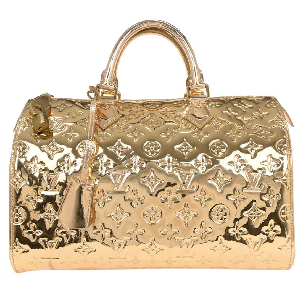Louis Vuitton Speedy Handbag Monogram Miroir Pvc Gold Canvas Handbag