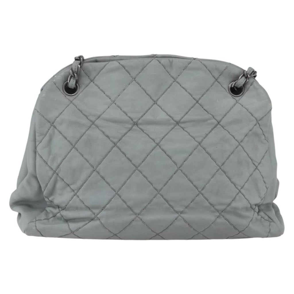 Chanel Just Mademoiselle Bag Quilted Leather Gray Leather Shoulder Bag Bag
