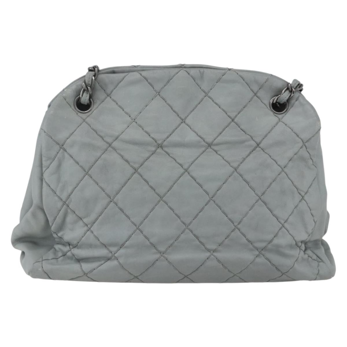 Chanel Just Mademoiselle Bag Quilted Leather Gray Leather Shoulder Bag Bag