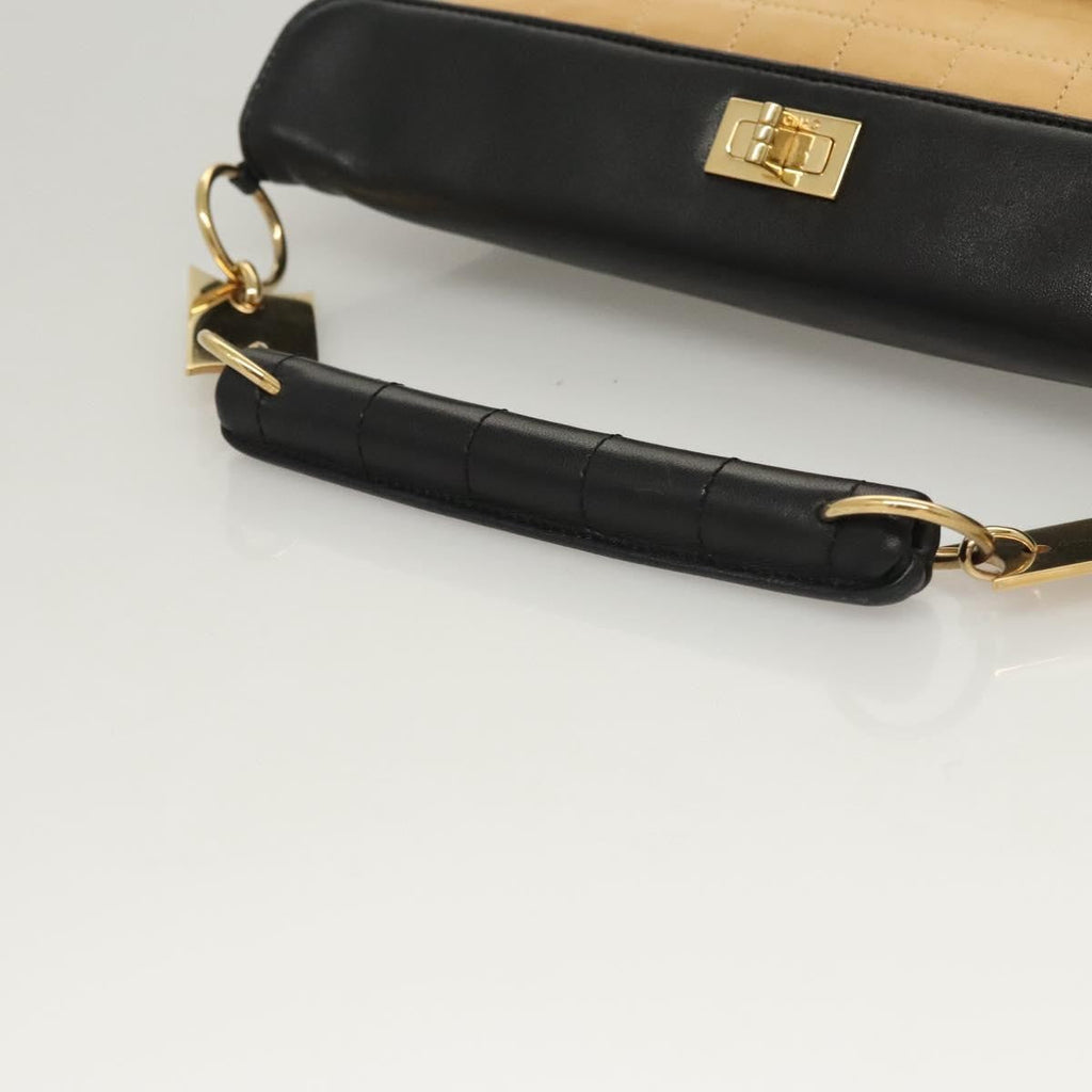Chanel Chocolate Bar Cc Handbag Quilted Lambskin Beige Leather Handbag