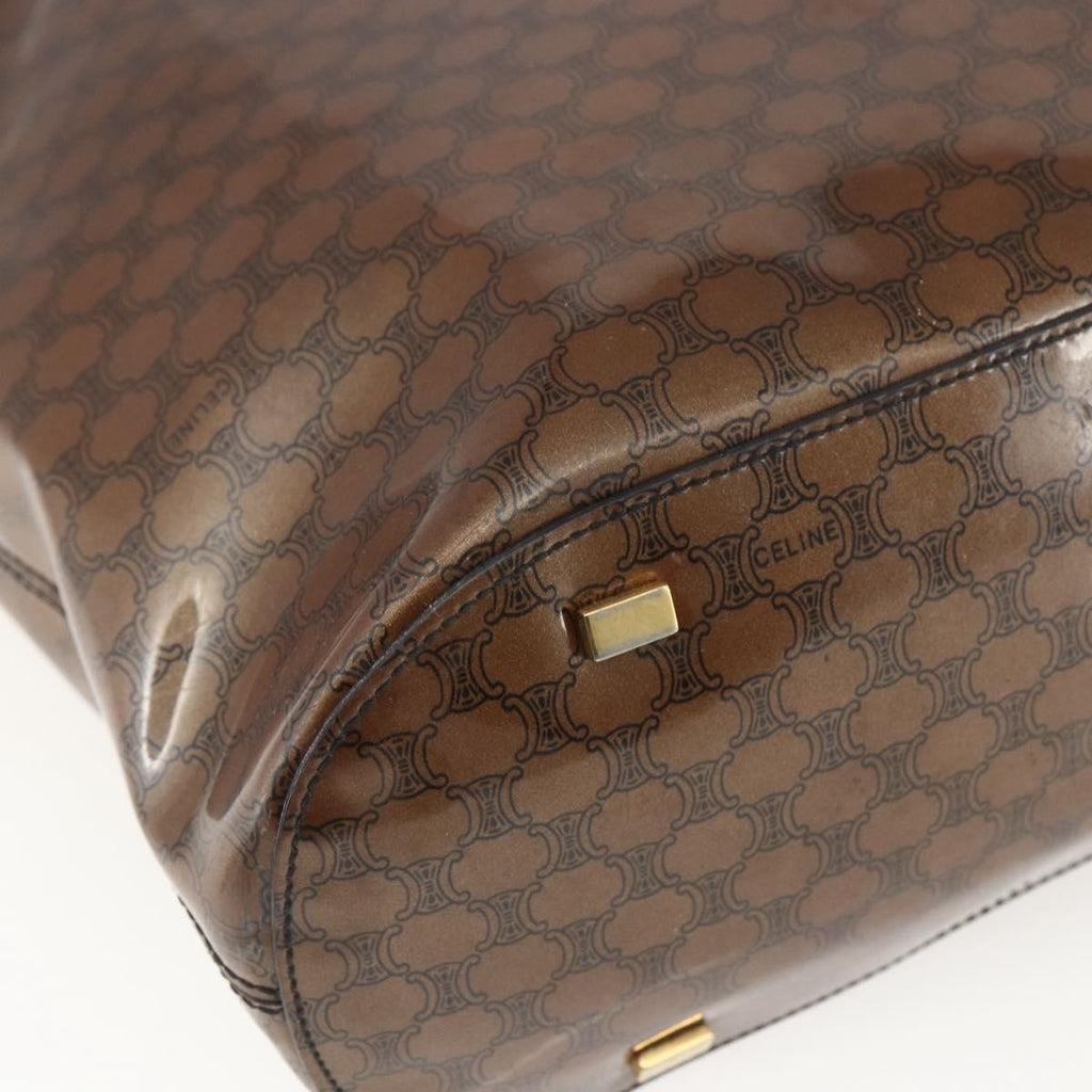 Celine Vintage Macadam Shoulder Bag Macadam Canva  Vinyl Brown Plastic Shoulder Bag Bag