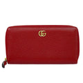 Gucci Gg Marmont Zip Around Wallet Leather Red Leather Wallets Accessory (Pre-Owned)