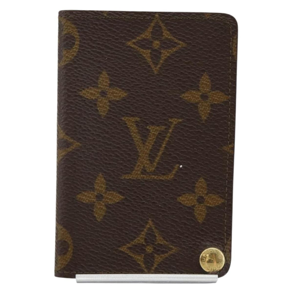 Louis Vuitton Porte Cartes Pression Card Case Monogram Canvas Brown Canvas Card Holders Accessory