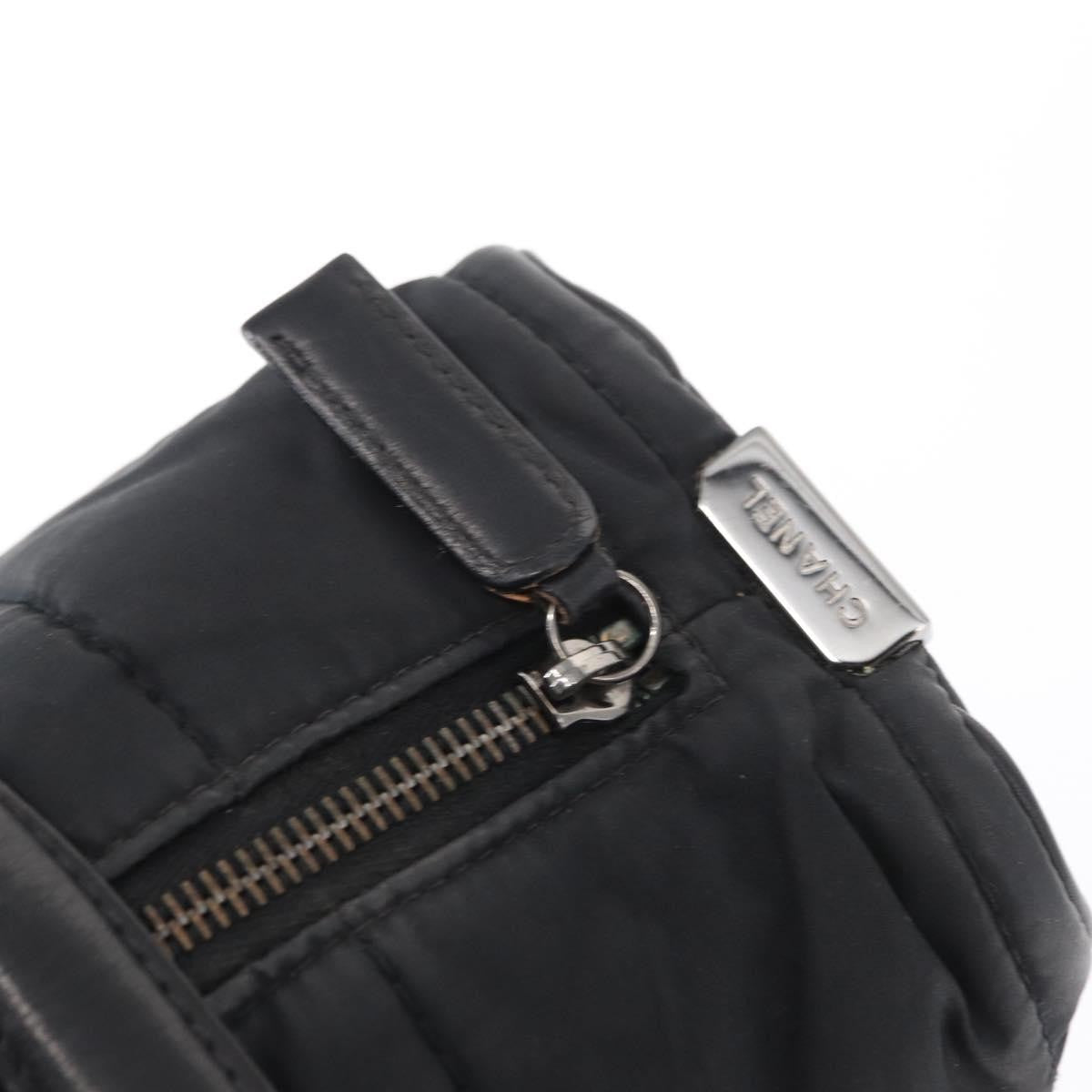 Chanel Square Stitch Boston Bag Quilted Nylon Black Nylon Travel Bag Bag