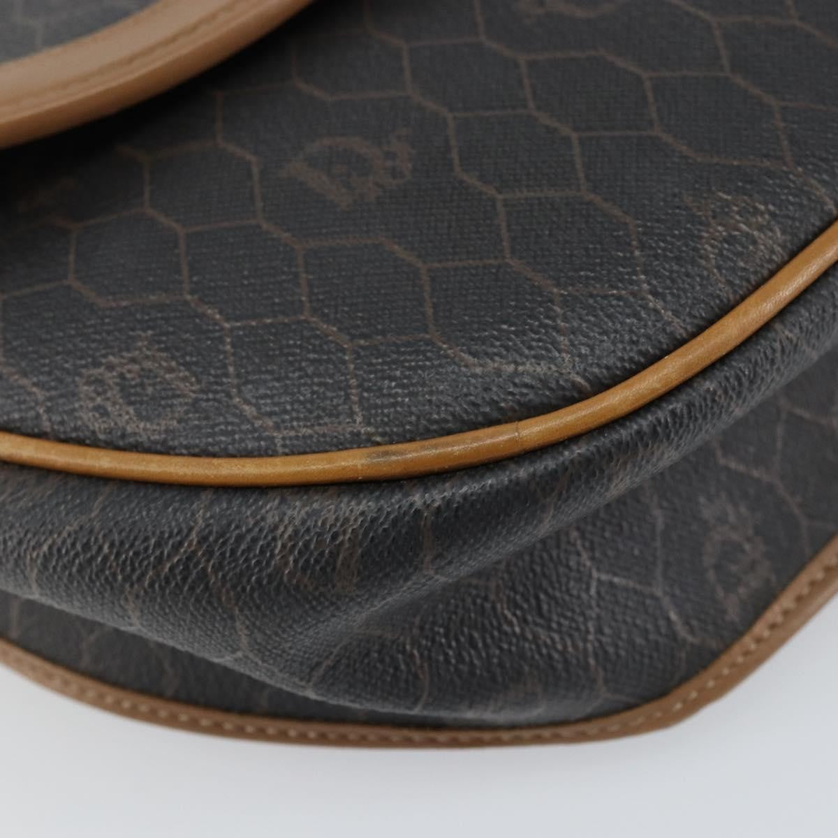 Christian Dior Vintage Honeycomb Flap Crossbody Bag Coated Canvas Black Canvas Shoulder Bag Bag (Pre-Owned)
