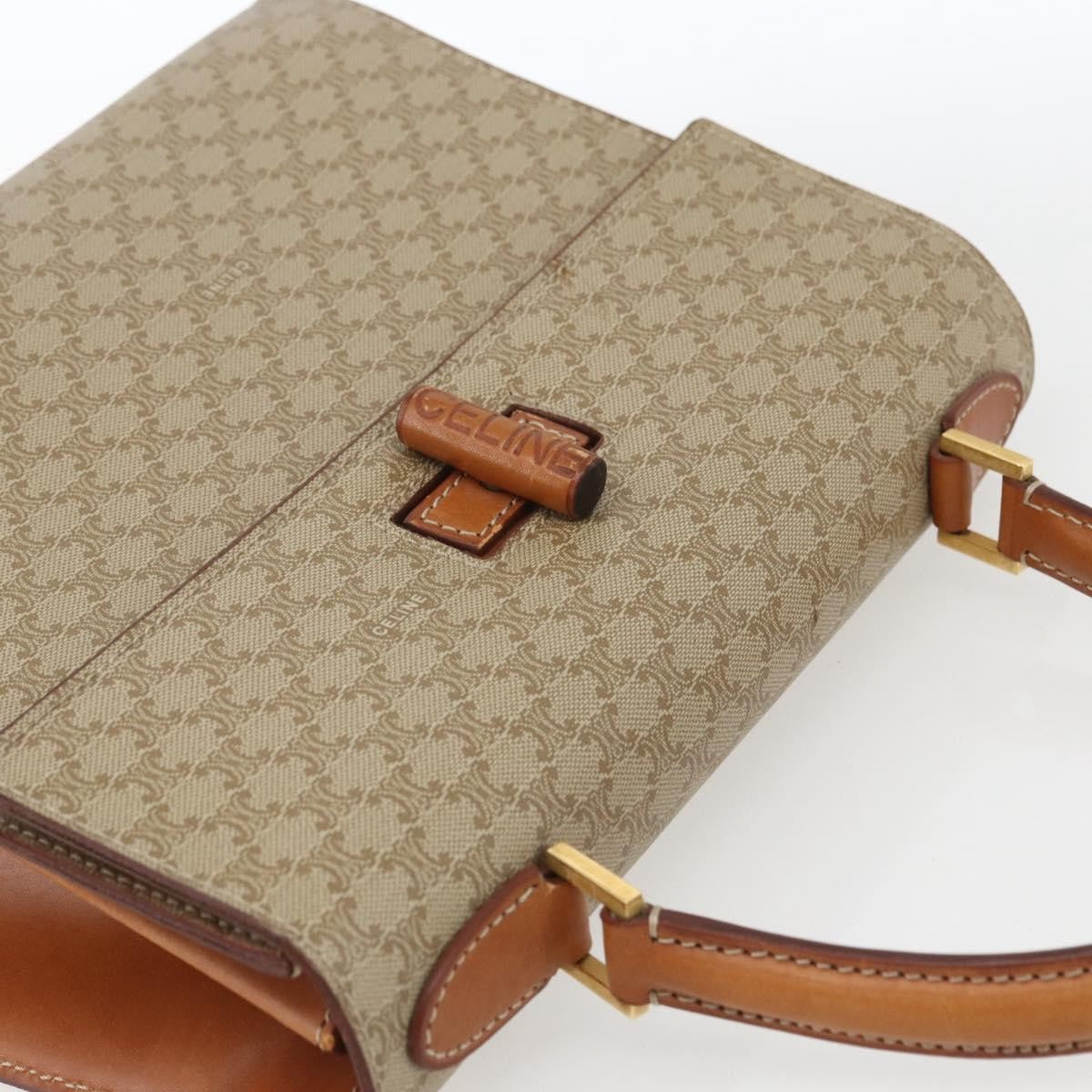 Celine Vintage Macadam Handbag Canvas And Leather Beige Canvas Handbag