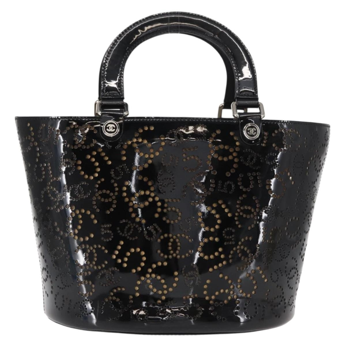 Chanel Cc No.5 Shopping Tote Perforated Patent Black Patent_Leather Tote Bag Bag