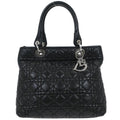 Christian Dior Vintage Lady Dior Bag Cannage Quilt Lambskin Black Leather Handbag (Pre-Owned)