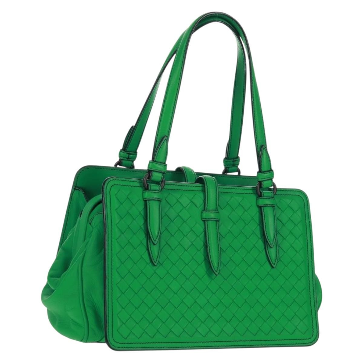Bottega Veneta Intrecciato Handbag Leather Green Leather Handbag