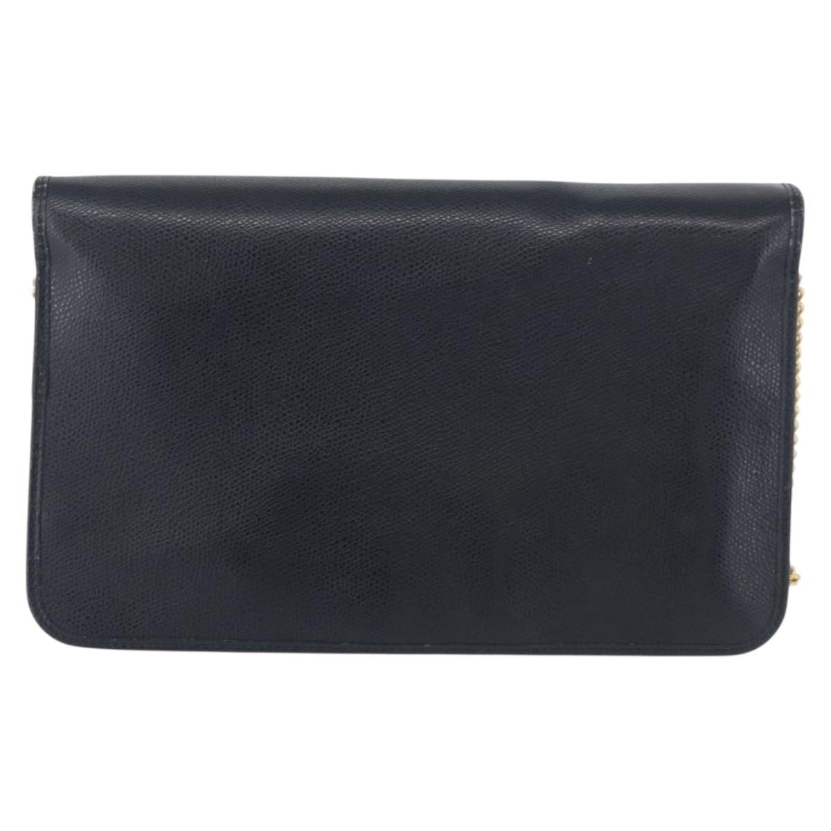 Christian Dior Vintage Chain Flap Shoulder Bag Leather Navy Leather Shoulder Bag Bag (Pre-Owned)