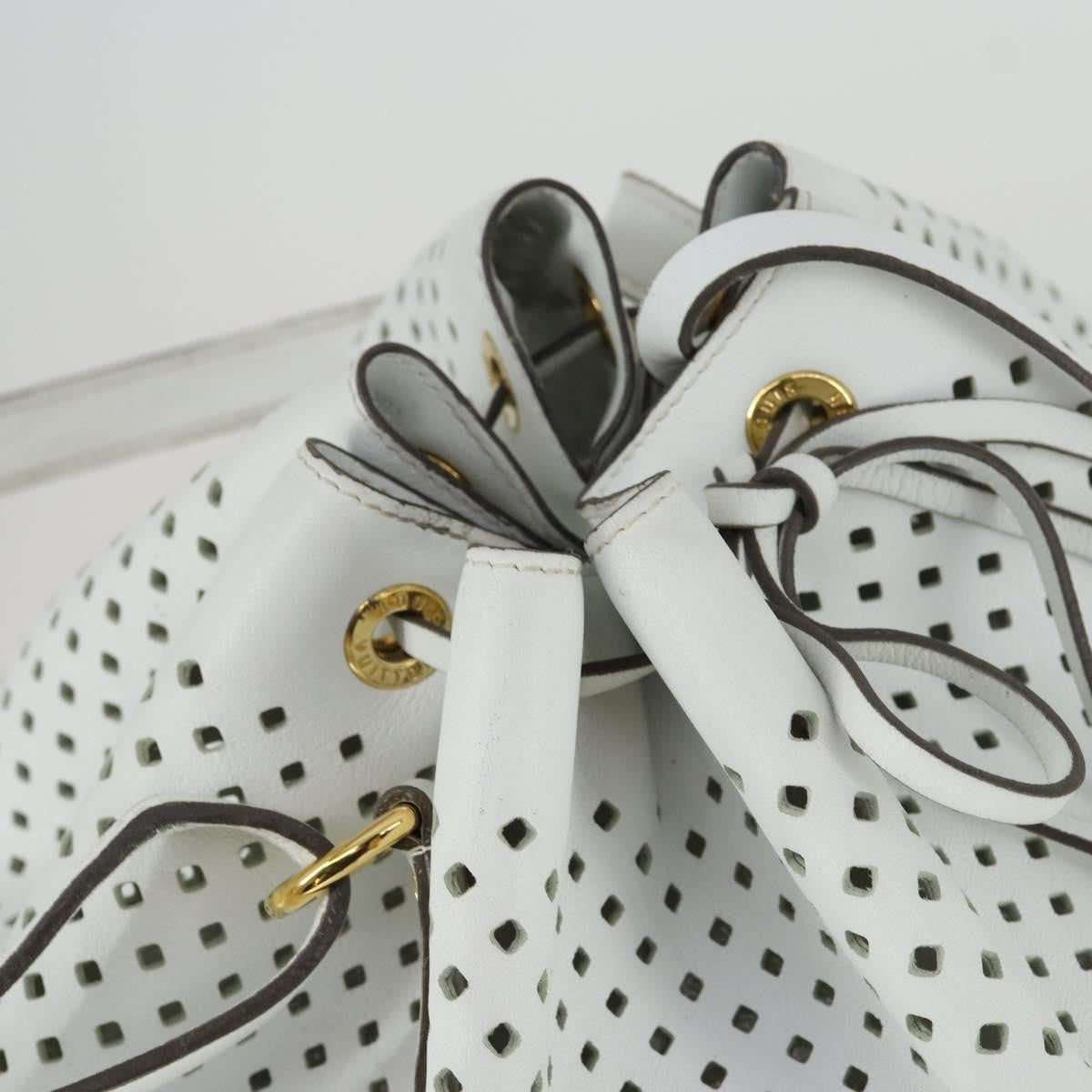 Louis Vuitton Flore Noe Handbag Perforated Leather White Leather Shoulder Bag