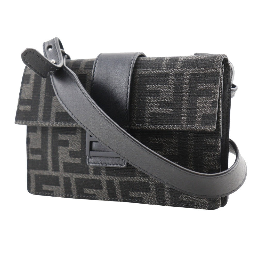 Fendi Baguette Convertible Belt Bag Zucca Canvas Black Canvas Shoulder Bag Bag