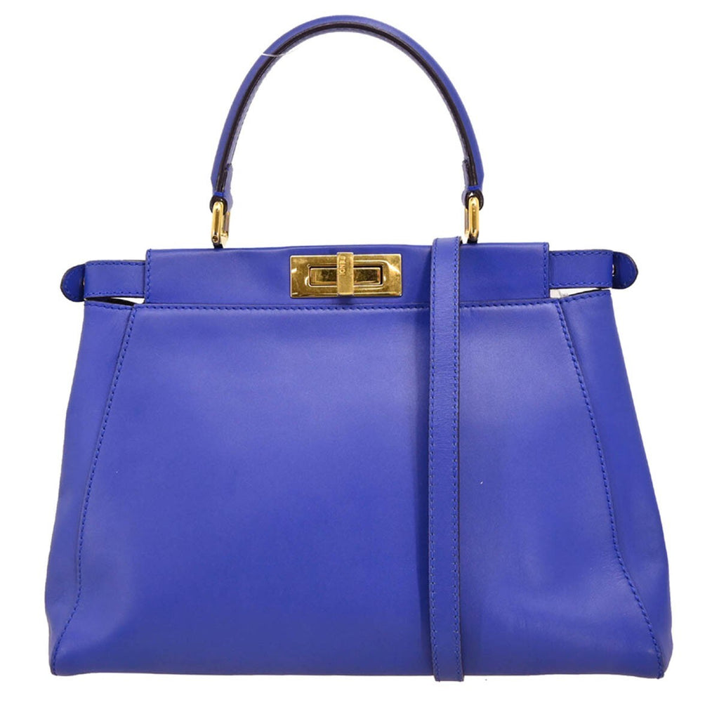 Fendi Peekaboo Bag Soft Leather Blue Leather Handbag
