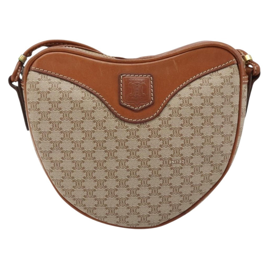 Celine Vintage Macadam Shoulder Bag Canvas And Leather Beige Canvas Shoulder Bag Bag
