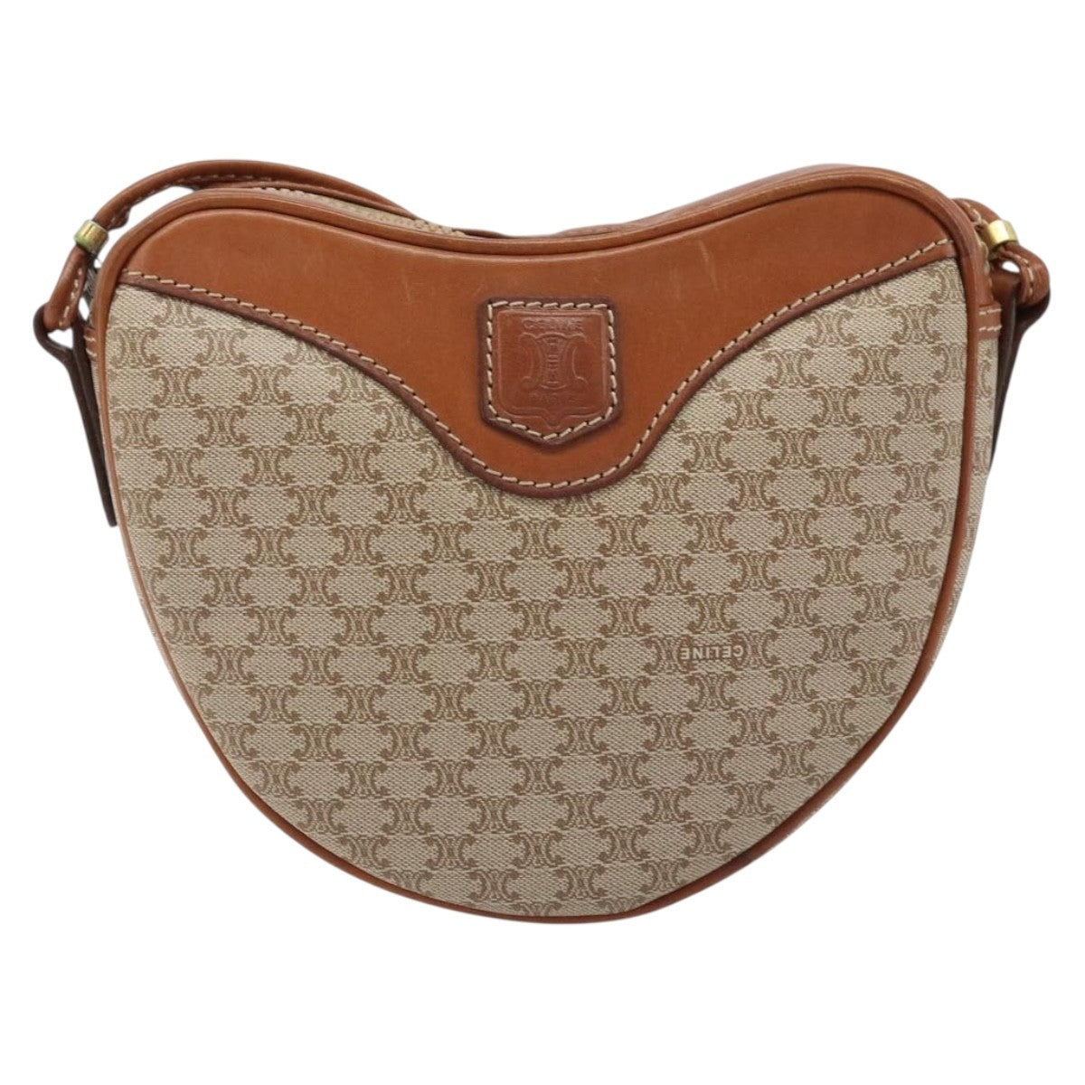 Celine Vintage Macadam Shoulder Bag Canvas And Leather Beige Canvas Shoulder Bag Bag