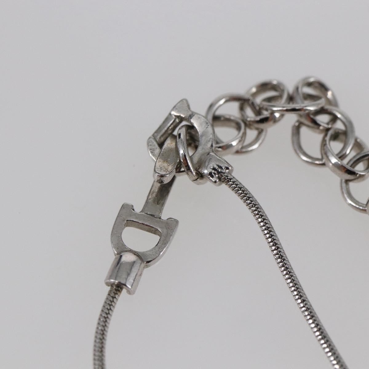 Christian Dior Bow Cd Pendant Necklace Metal With Crystal Silver Metal Jewelry (Pre-Owned)