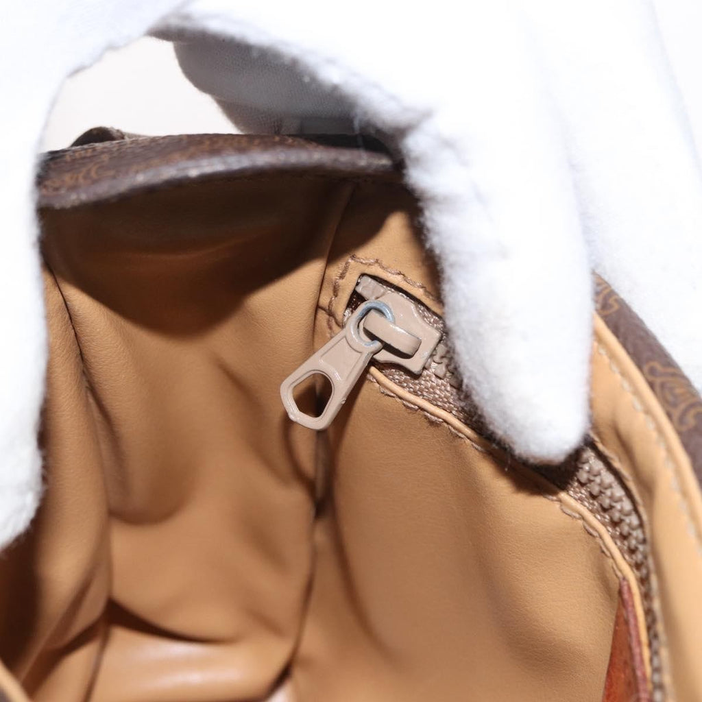 Celine Vintage Macadam Shoulder Bag Canvas And Leather Brown Canvas Shoulder Bag Bag