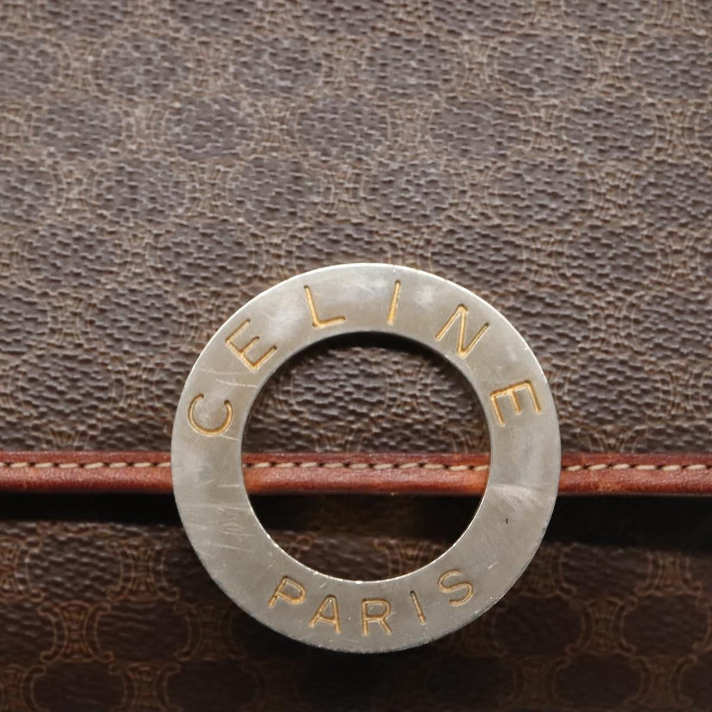 Celine Vintage Macadam Shoulder Bag Canvas And Leather Brown Canvas Shoulder Bag Bag