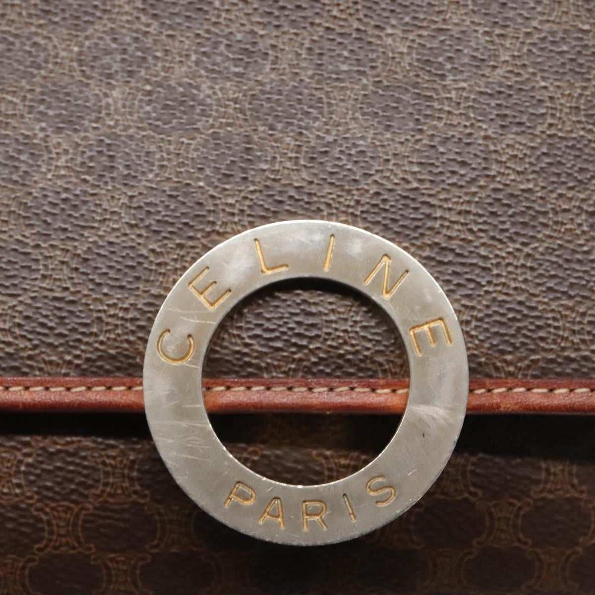 Celine Vintage Macadam Shoulder Bag Canvas And Leather Brown Canvas Shoulder Bag Bag