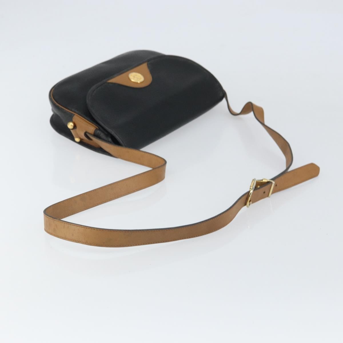 Christian Dior Vintage Shoulder Bag Leather Black Leather Shoulder Bag Bag (Pre-Owned)