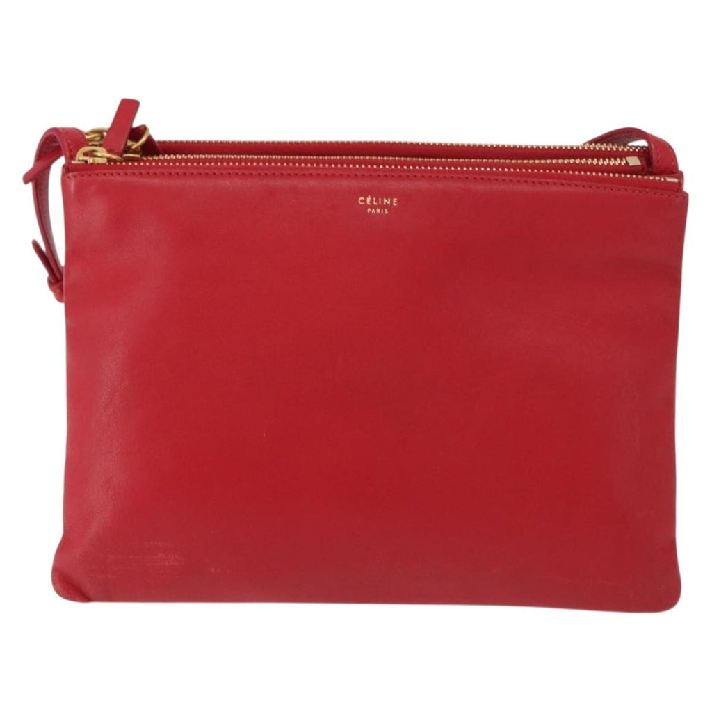 Celine Trio Crossbody Bag Leather Red Leather Shoulder Bag Bag