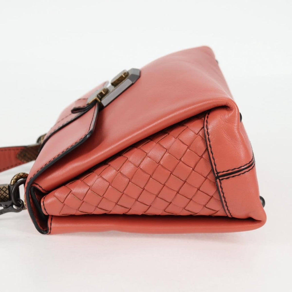 Bottega Veneta Piazza Top Handle Bag Leather With Intrecciato Detail Pink Leather Handbag