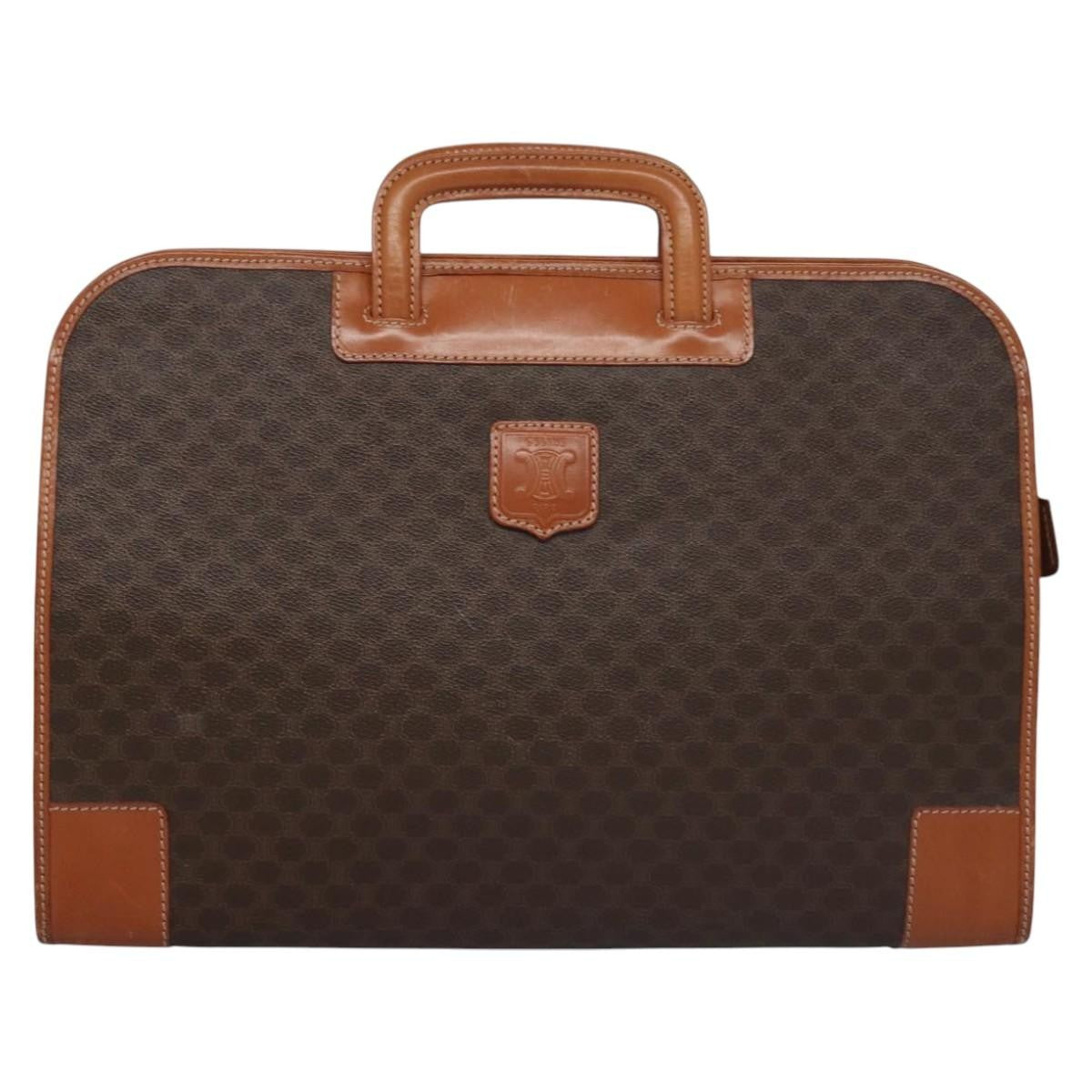 Celine Macadam Briefcase Canvas And Leather Brown Canvas Briefcase Bag