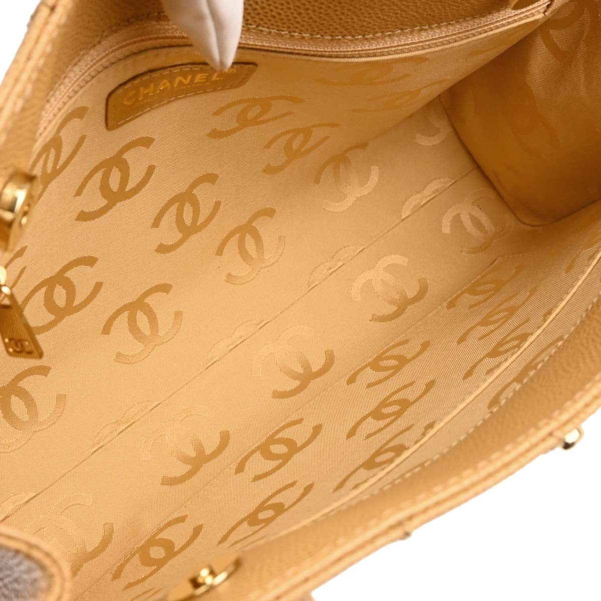Chanel Vintage Chocolate Bar Open Tote Quilted Caviar Beige Leather Tote Bag Bag