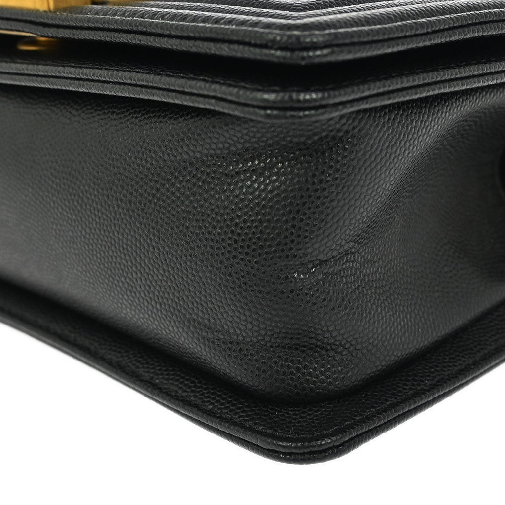 Chanel Boy Flap Bag Quilted Caviar Black Leather Shoulder Bag Bag