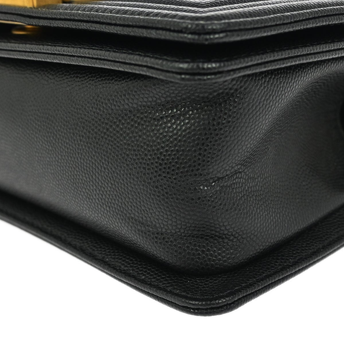 Chanel Boy Flap Bag Quilted Caviar Black Leather Shoulder Bag Bag