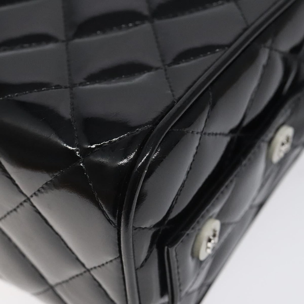 Chanel Vintage Metal Box Bag Quilted Patent Black Patent_Leather Handbag