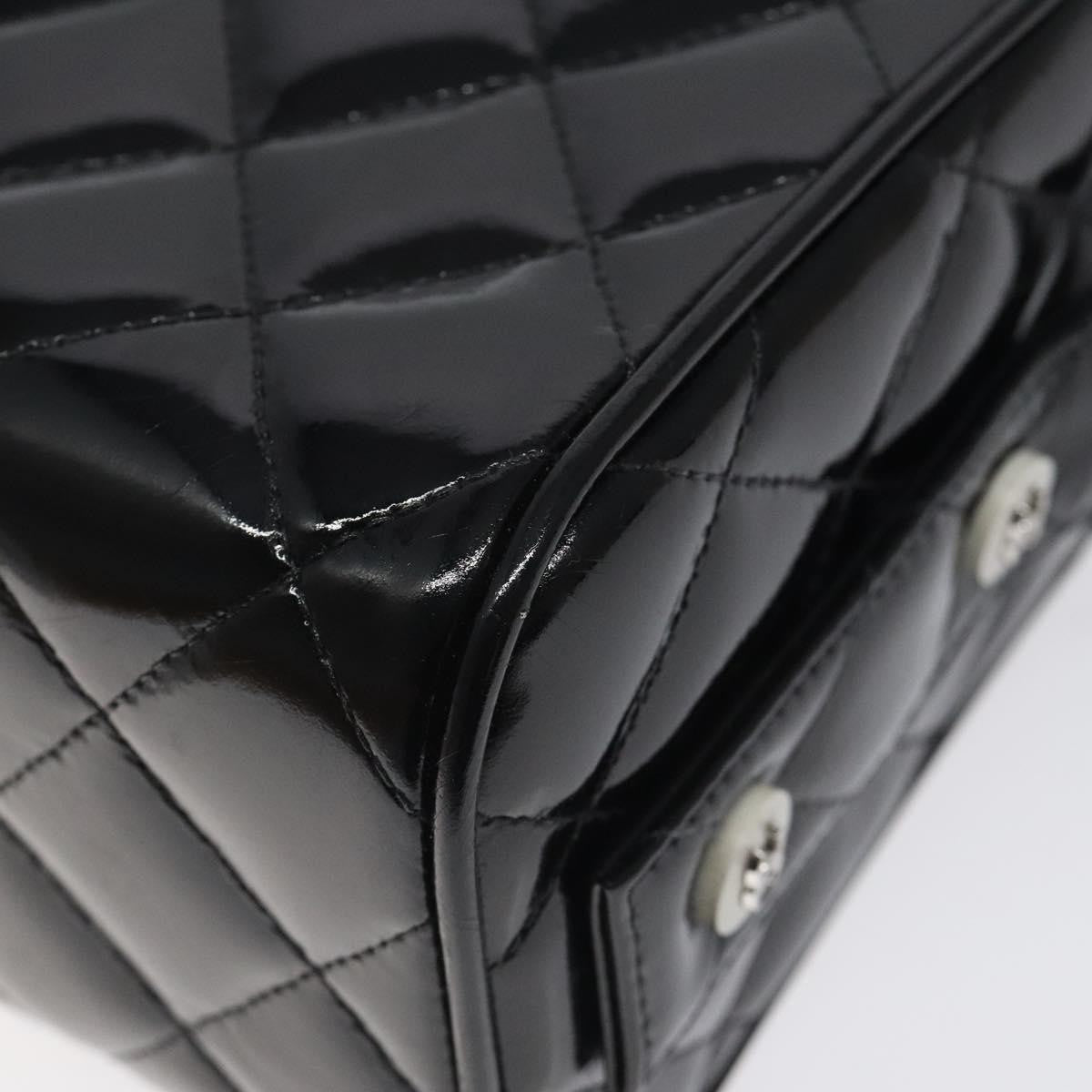 Chanel Vintage Metal Box Bag Quilted Patent Black Patent_Leather Handbag