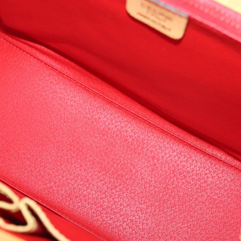 Celine Vintage Convertible Turnlock Top Handle Bag Leather Yellow Leather Bag