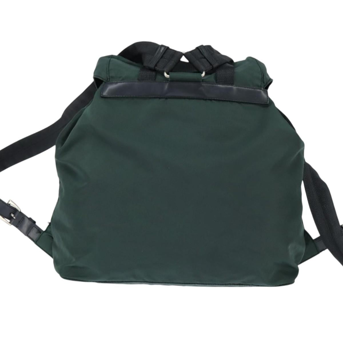 Prada Vela Double Front Pocket Backpack Tessuto With Saffiano Leather Khaki Nylon Backpack Bag